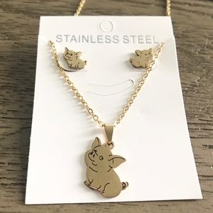 Gold Piggies Necklace Set. NEW!